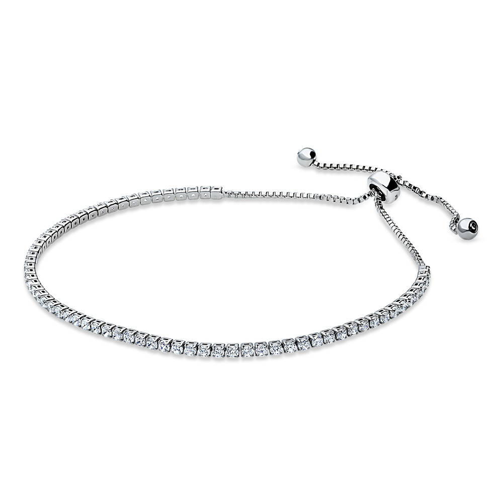 Front view of CZ Tennis Bracelet Gold Flashed, Clear Color