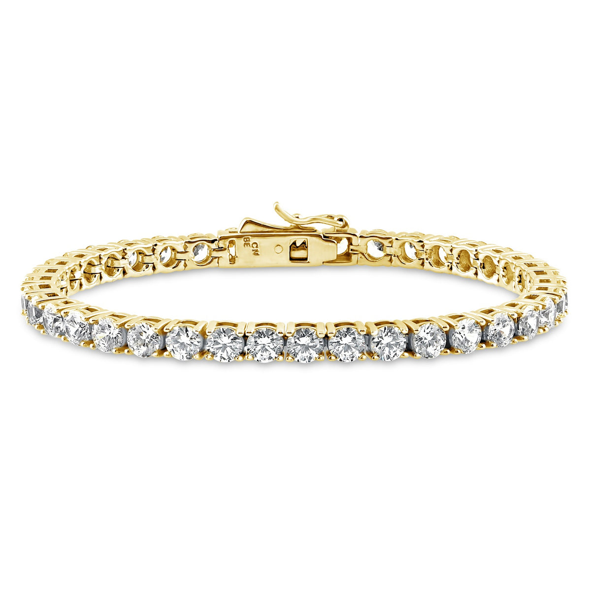 Round CZ Tennis Bracelet, Gold Plated / 6.5 inch