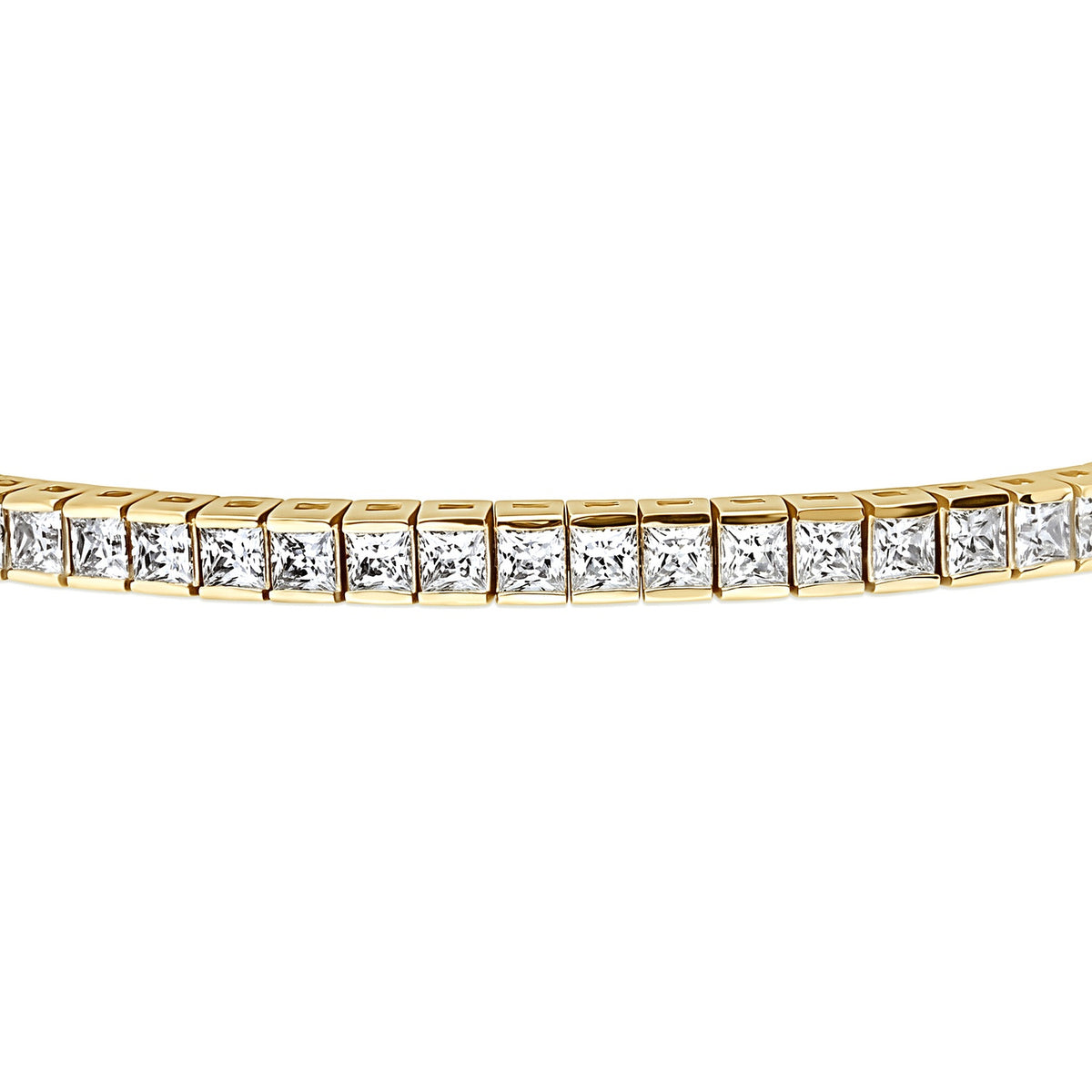Princess CZ Tennis Bracelet, Gold Flashed / 6.5 inch