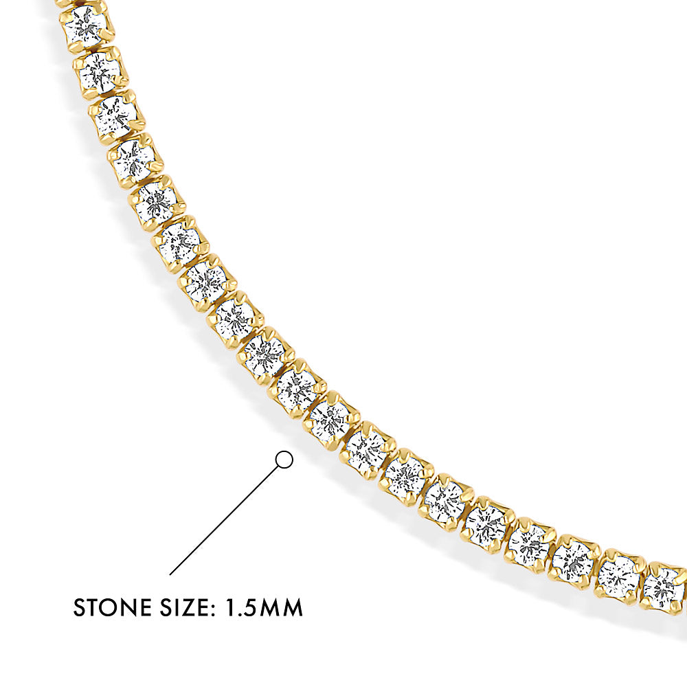 Front view of CZ Tennis Bracelet in Sterling Silver, Yellow Gold Flashed, Clear