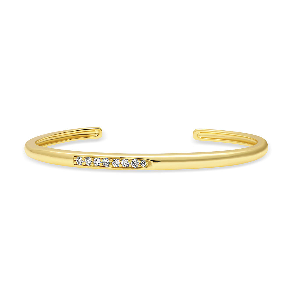 CZ Cuff in Sterling Silver, Yellow Gold Flashed
