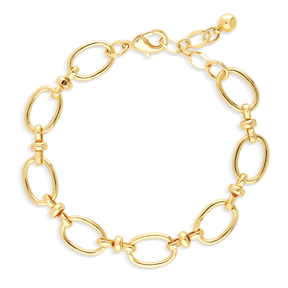 Open Oval Lightweight Link Bracelet, Gold-tone