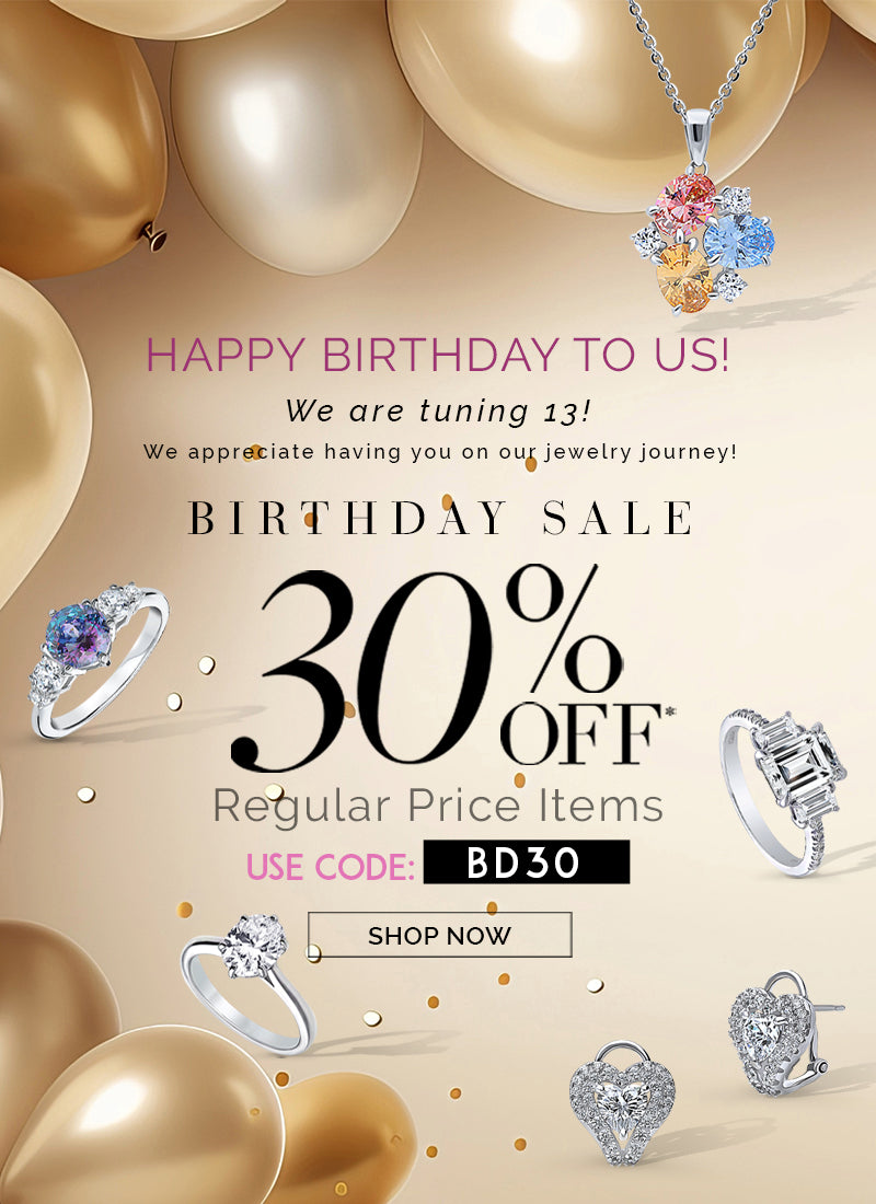 Birthday Sale 30% off regular price items. Use promo code BD30.
