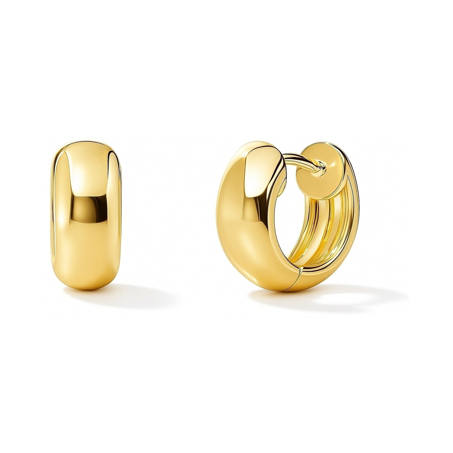 Dome Huggie Earrings in Gold Flashed Sterling Silver, 2 Pairs