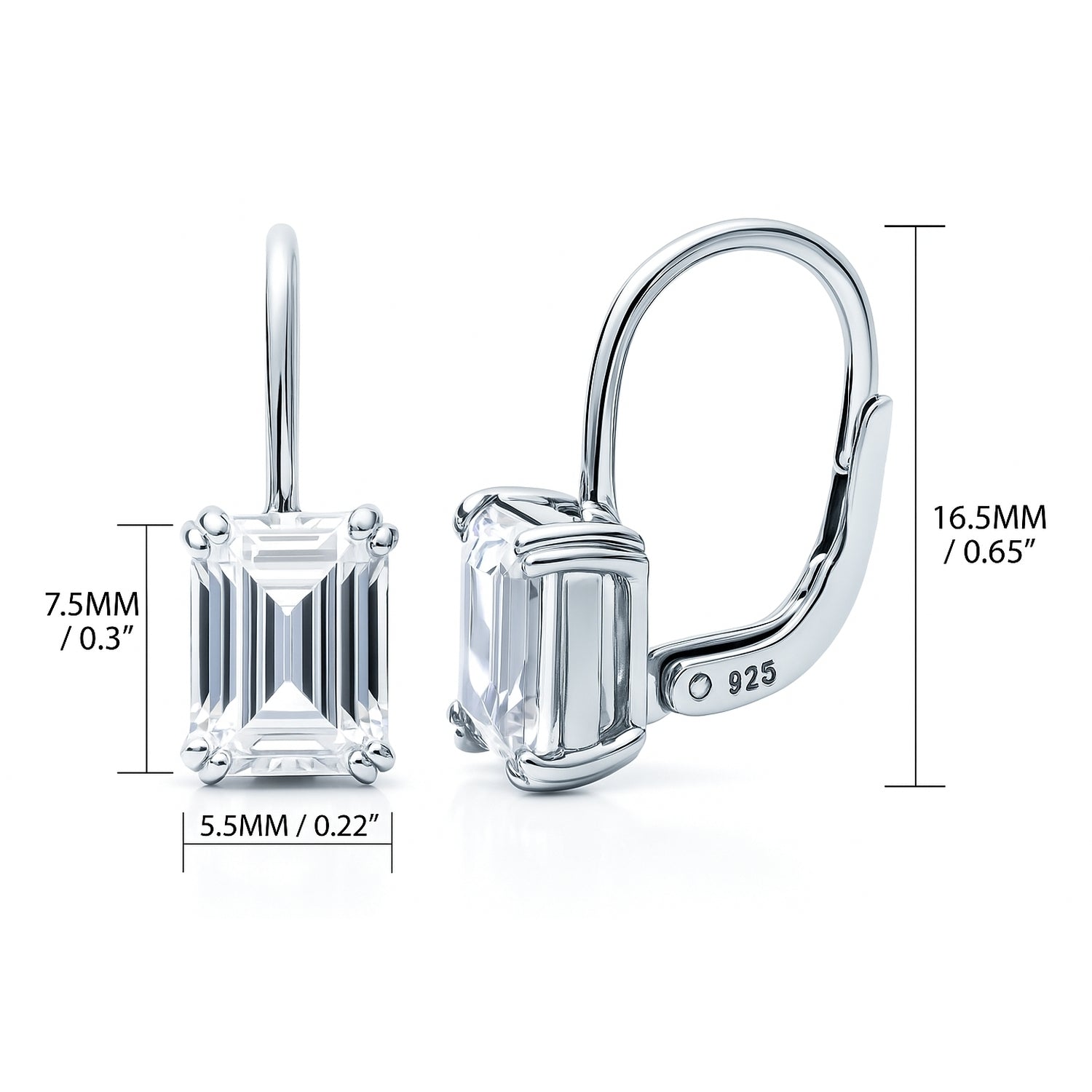 Solitaire CZ Earrings in Gold Flashed Sterling Silver, 2 Pairs