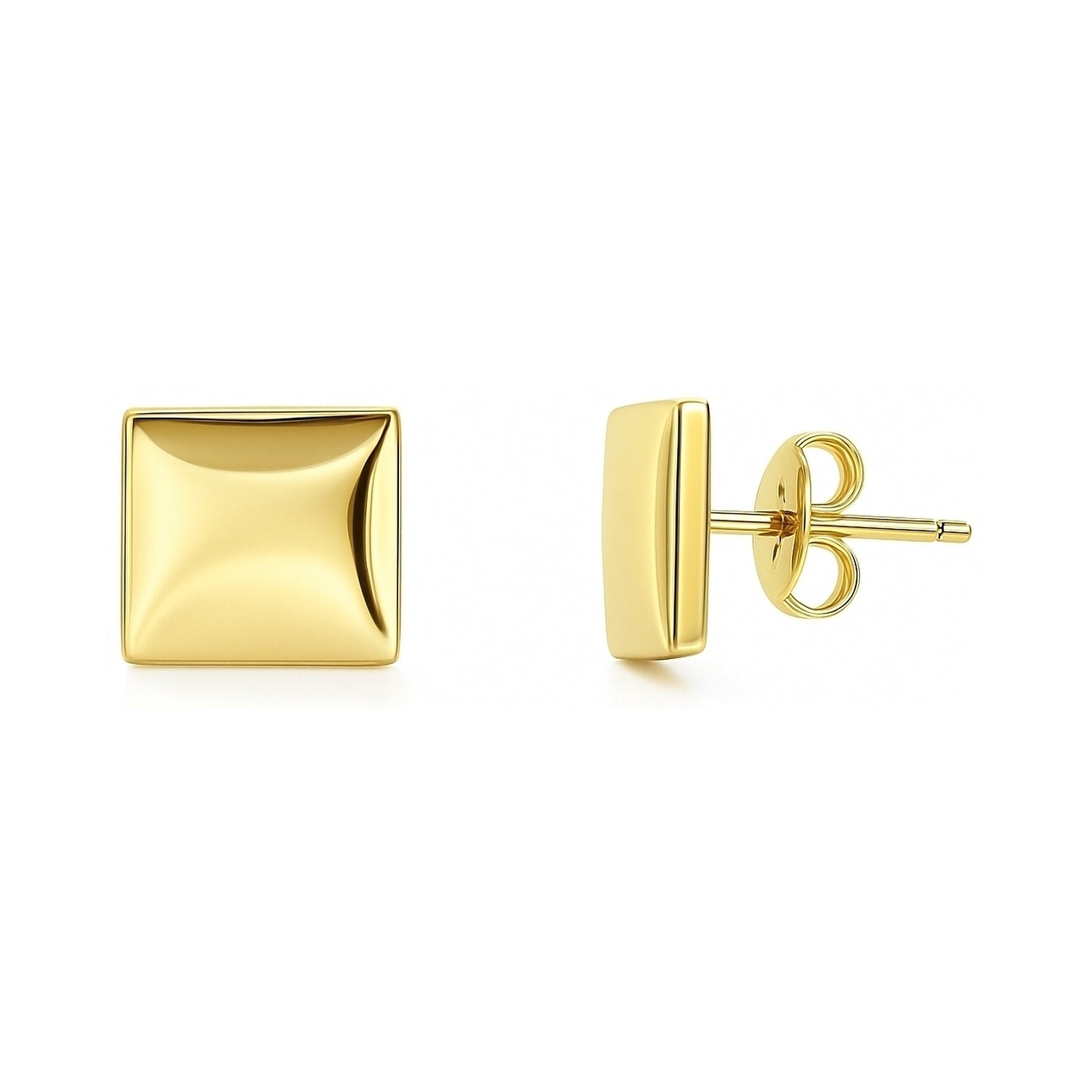 Square Stud Earrings in Gold Flashed Sterling Silver, 2 Pairs