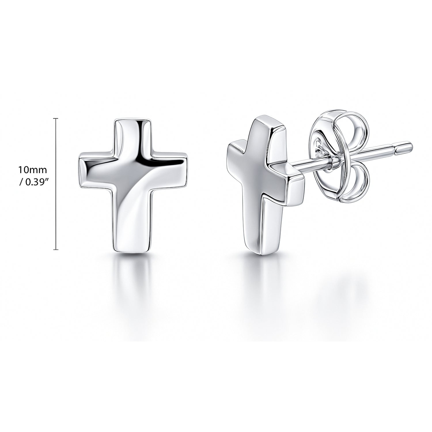 Cross Stud Earrings in Gold Flashed Sterling Silver, 2 Pairs
