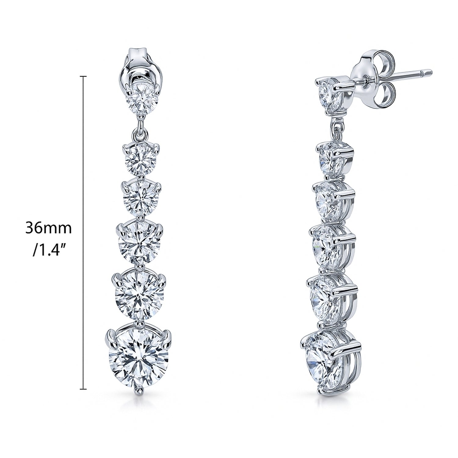Graduated CZ Earrings in Sterling Silver