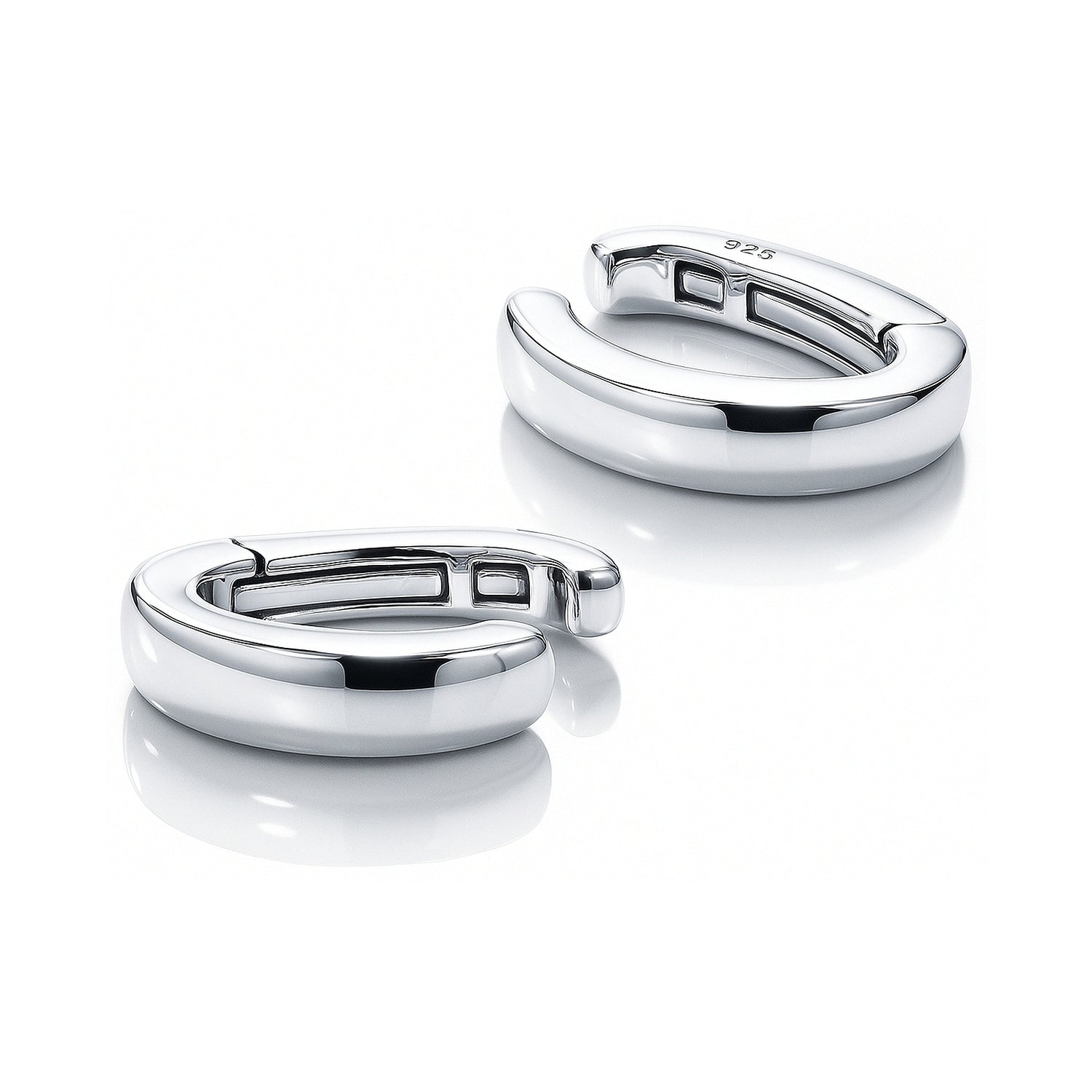 Ear Cuff Cartilage Earrings in Sterling Silver, Rhodium Plated