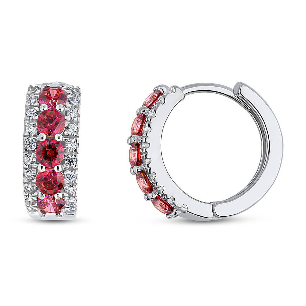 5-Stone CZ Mini Huggie Earrings in Sterling Silver 0.5"