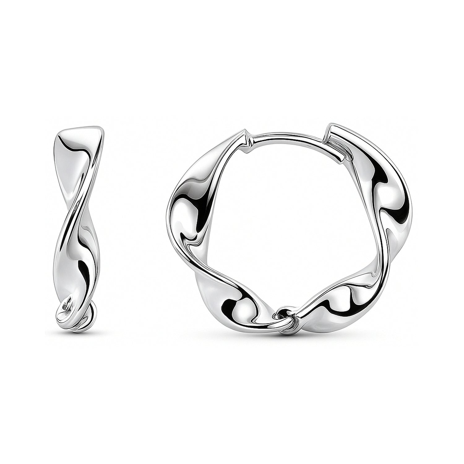Woven Small Hoop Earrings in Sterling Silver 0.6"