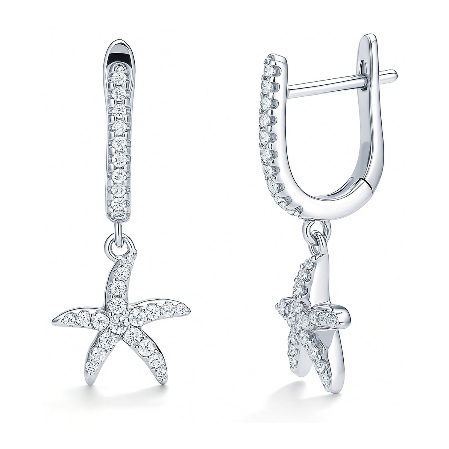 Starfish CZ Dangle Earrings in Sterling Silver