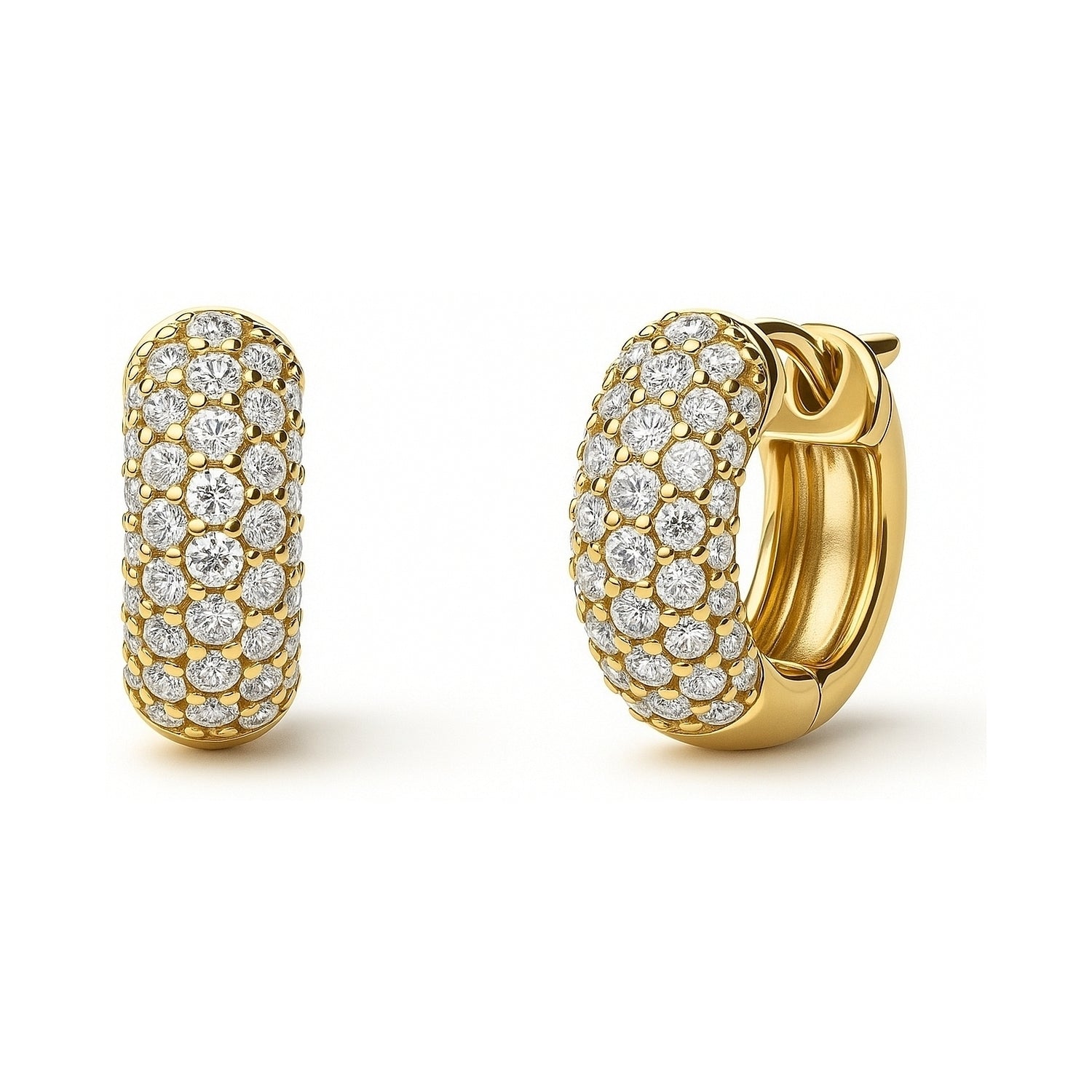 Dome CZ Mini Cartilage Huggie Earrings in Sterling Silver 0.5 inch, Gold Flashed