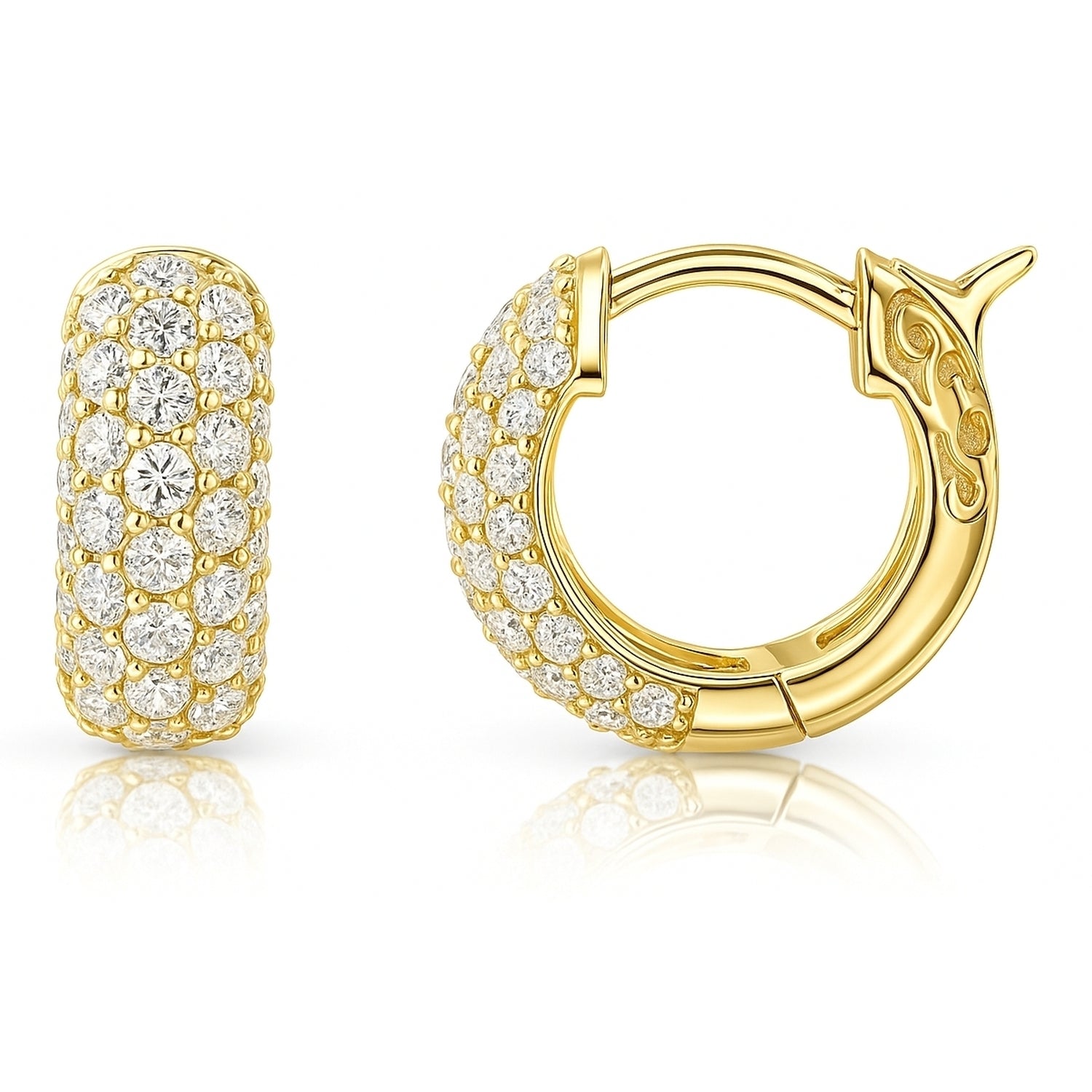 Dome CZ Mini Cartilage Huggie Earrings in Sterling Silver 0.5 inch, Gold Flashed