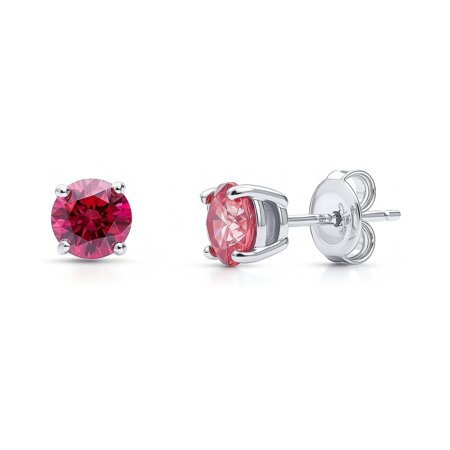 Solitaire 1.6ct CZ Cartilage Stud Earrings in Sterling Silver, Red