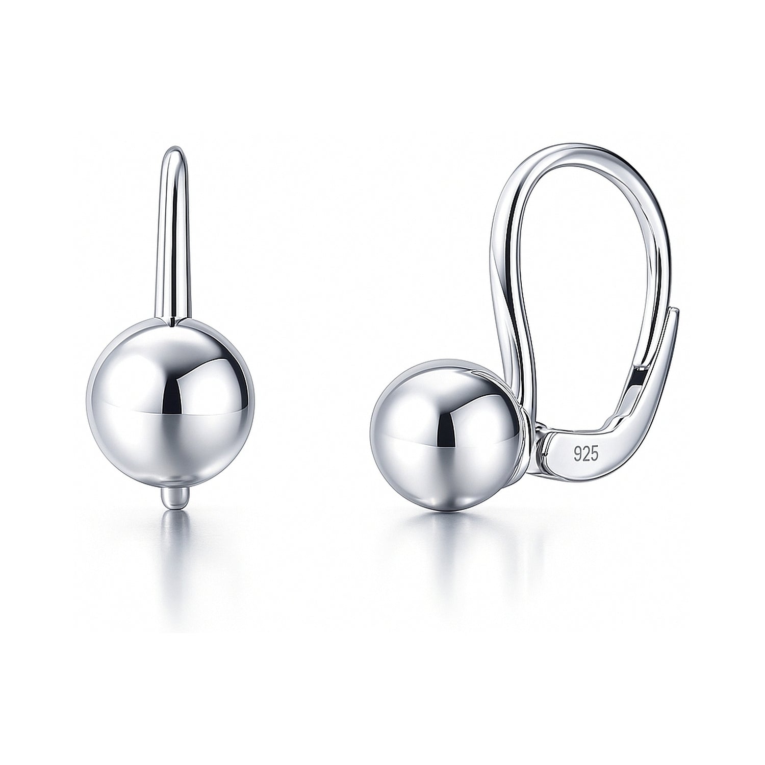 Sterling Silver Ball Bead Leverback Dangle Earrings – BERRICLE