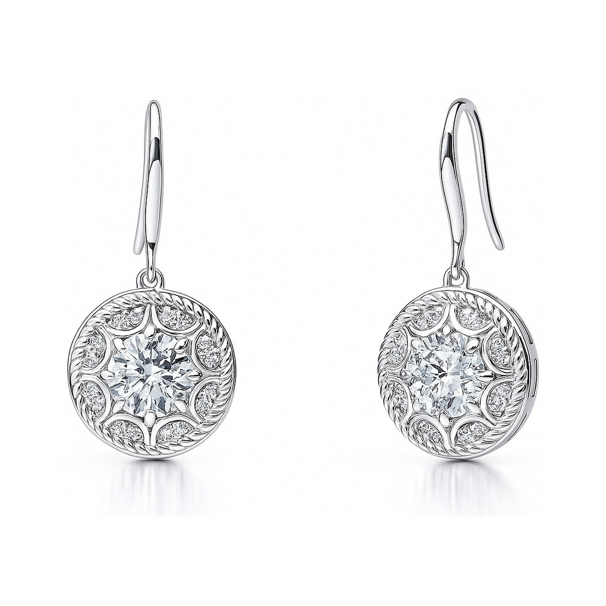 Cable Halo Art Deco CZ Set in Sterling Silver