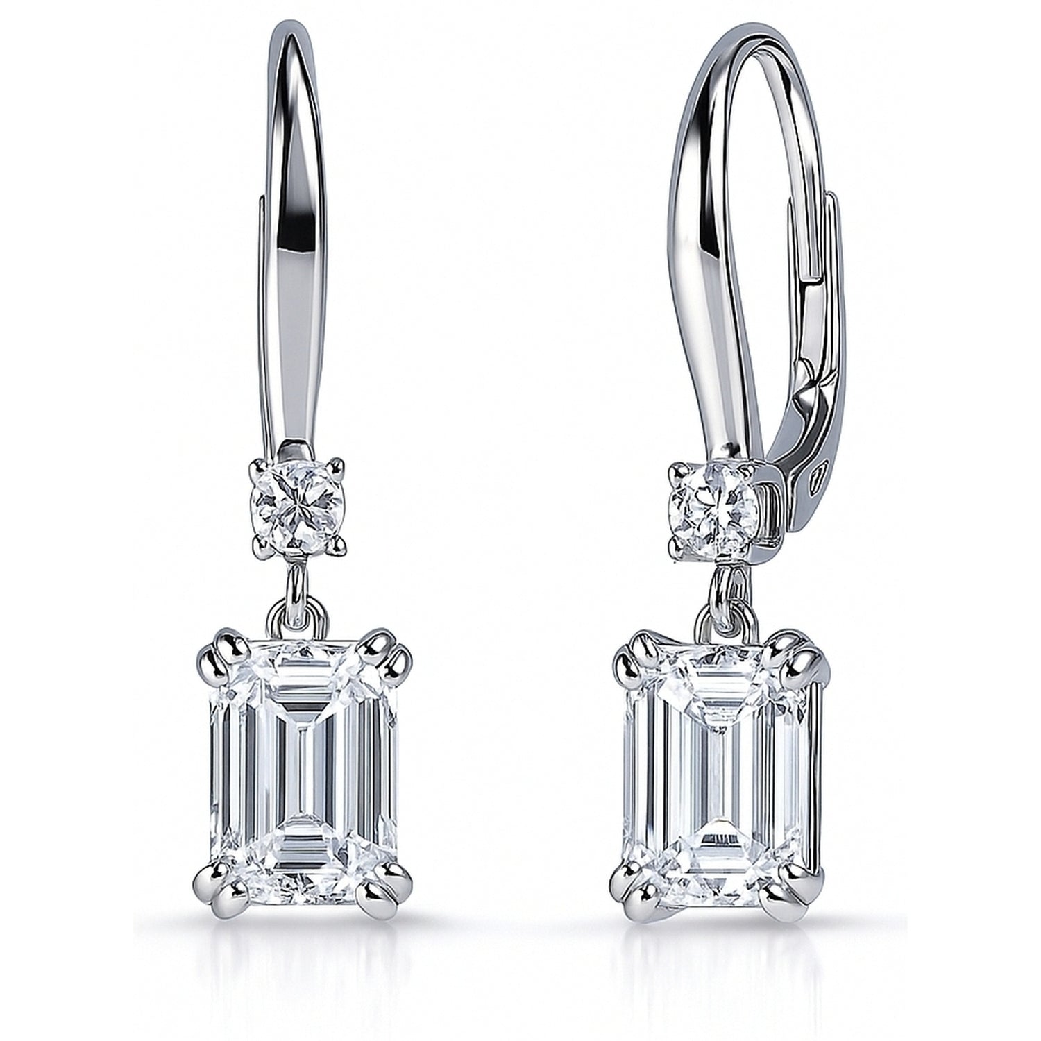 Solitaire CZ Earrings in Gold Flashed Sterling Silver, 2 Pairs