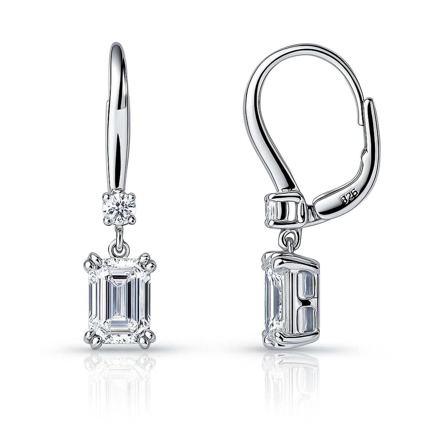 Solitaire CZ Earrings in Gold Flashed Sterling Silver, 2 Pairs