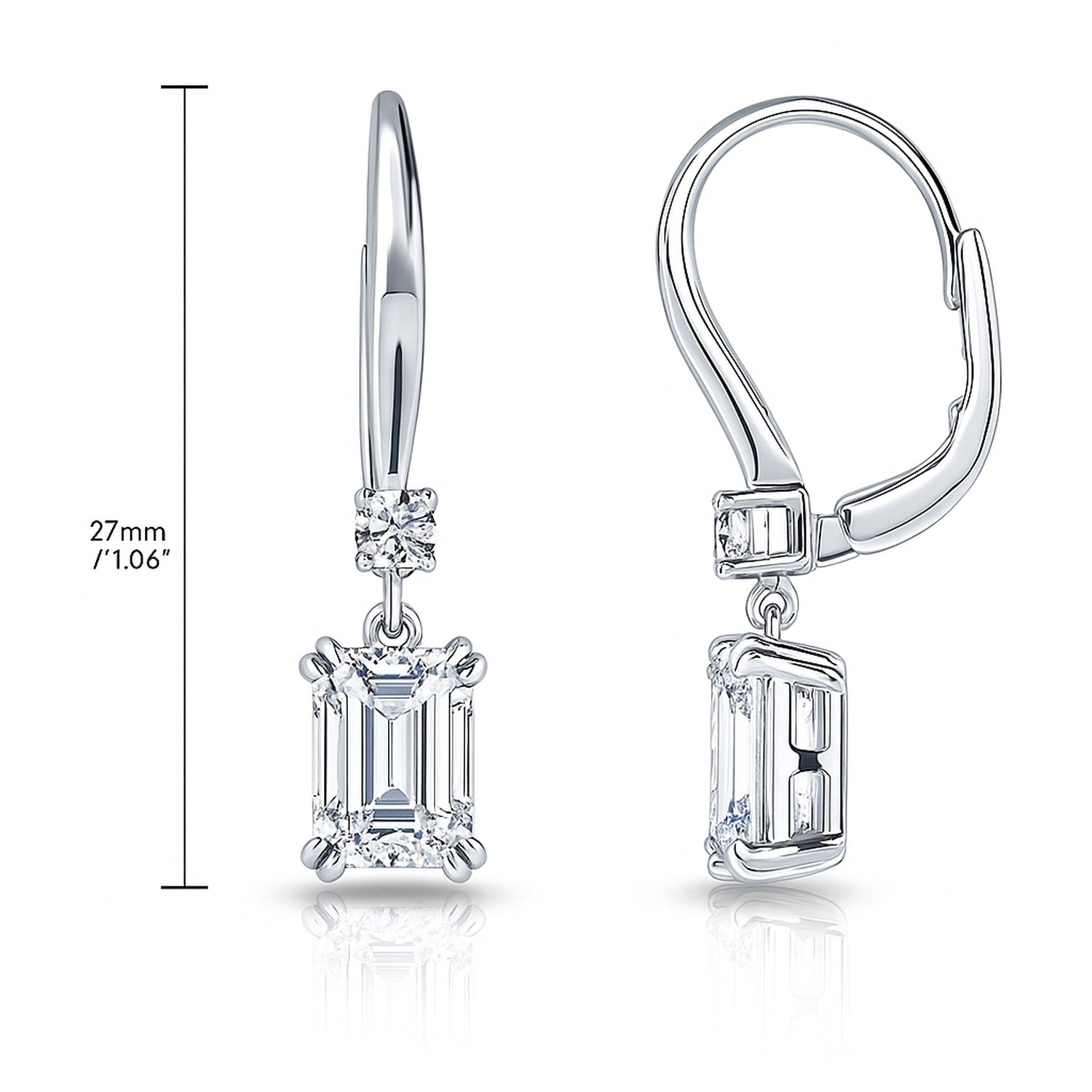 Solitaire CZ Earrings in Gold Flashed Sterling Silver, 2 Pairs