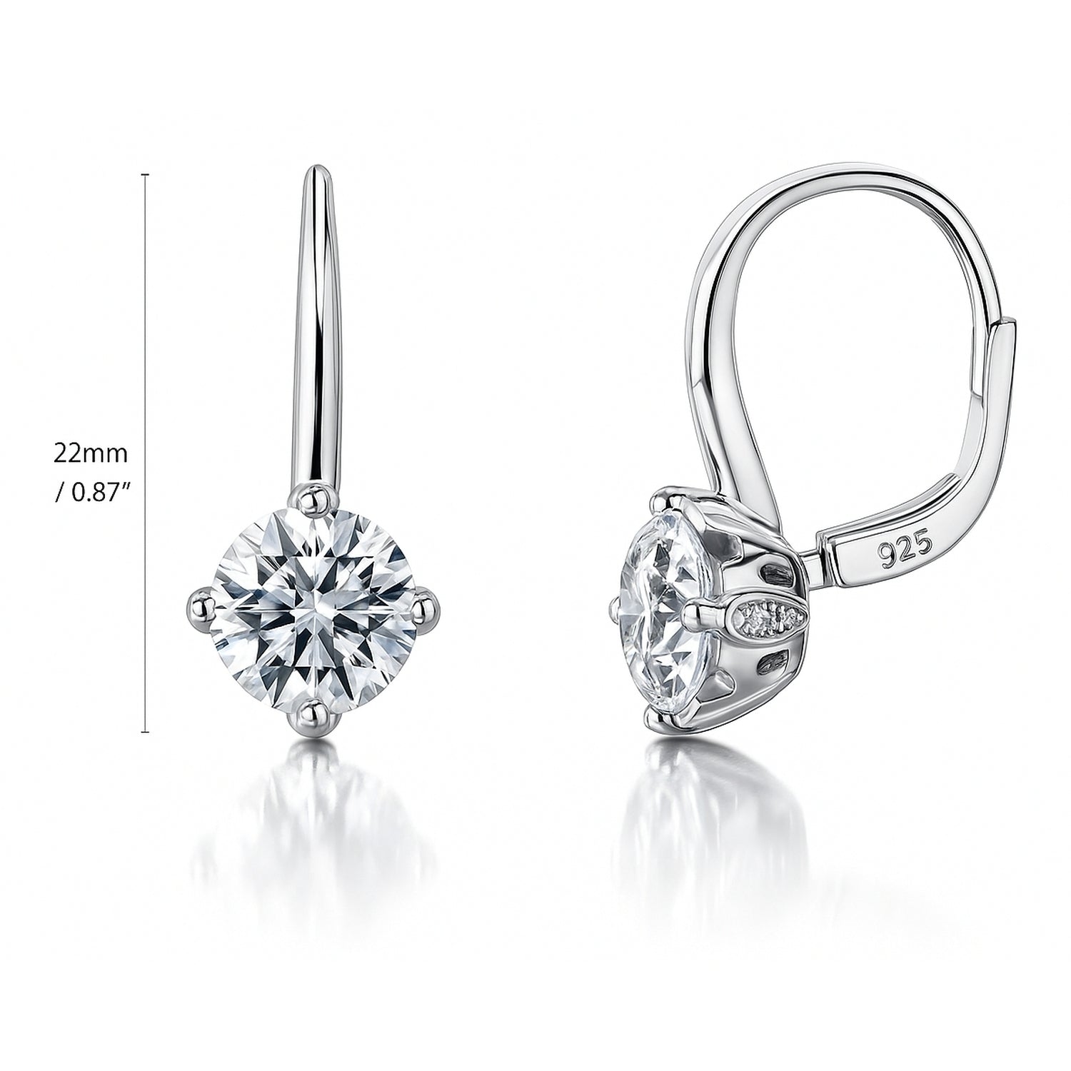 Solitaire 2ct/4ct CZ Set in Sterling Silver