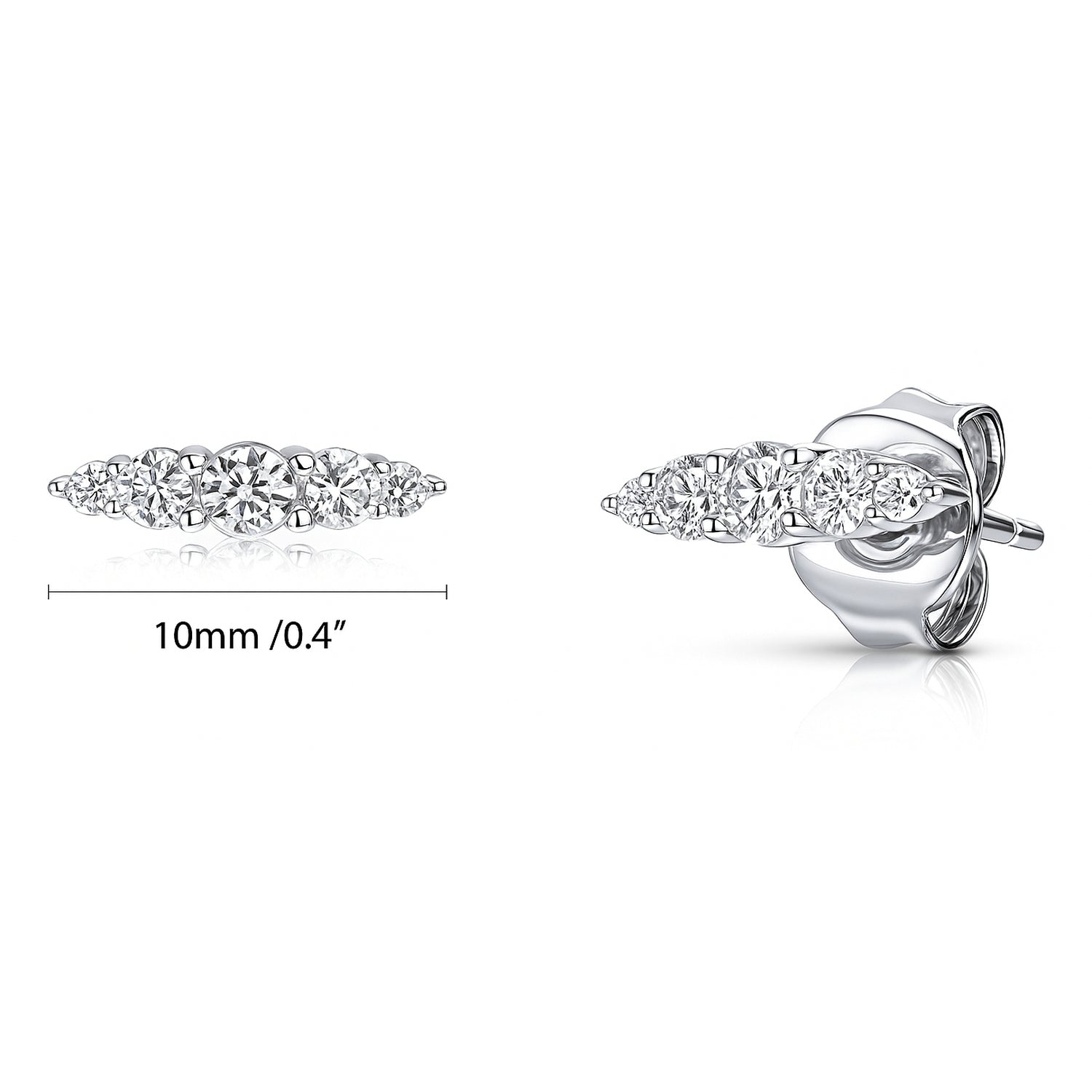 Bar CZ Stud Earrings in Sterling Silver