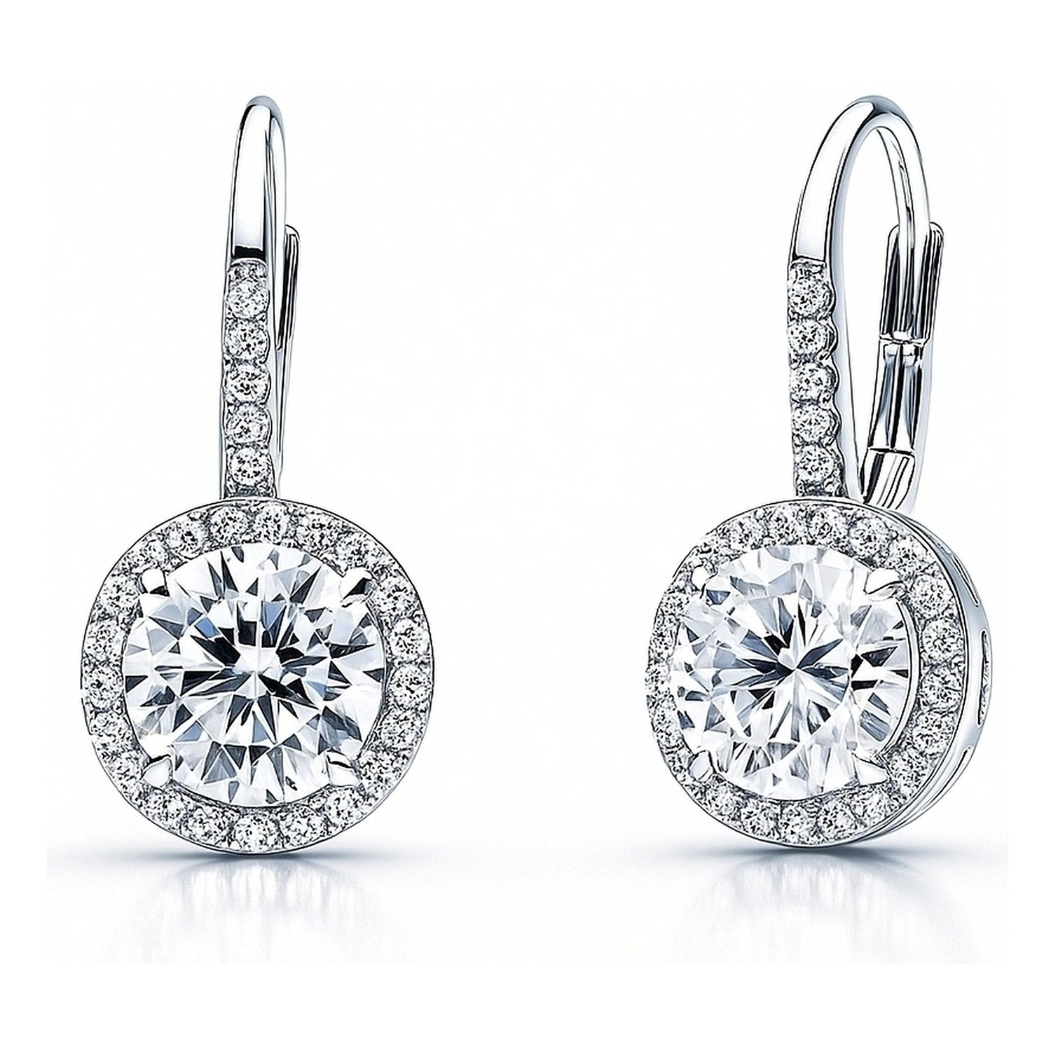 Solitaire 2.5ct CZ Leverback Earrings in Sterling Silver
