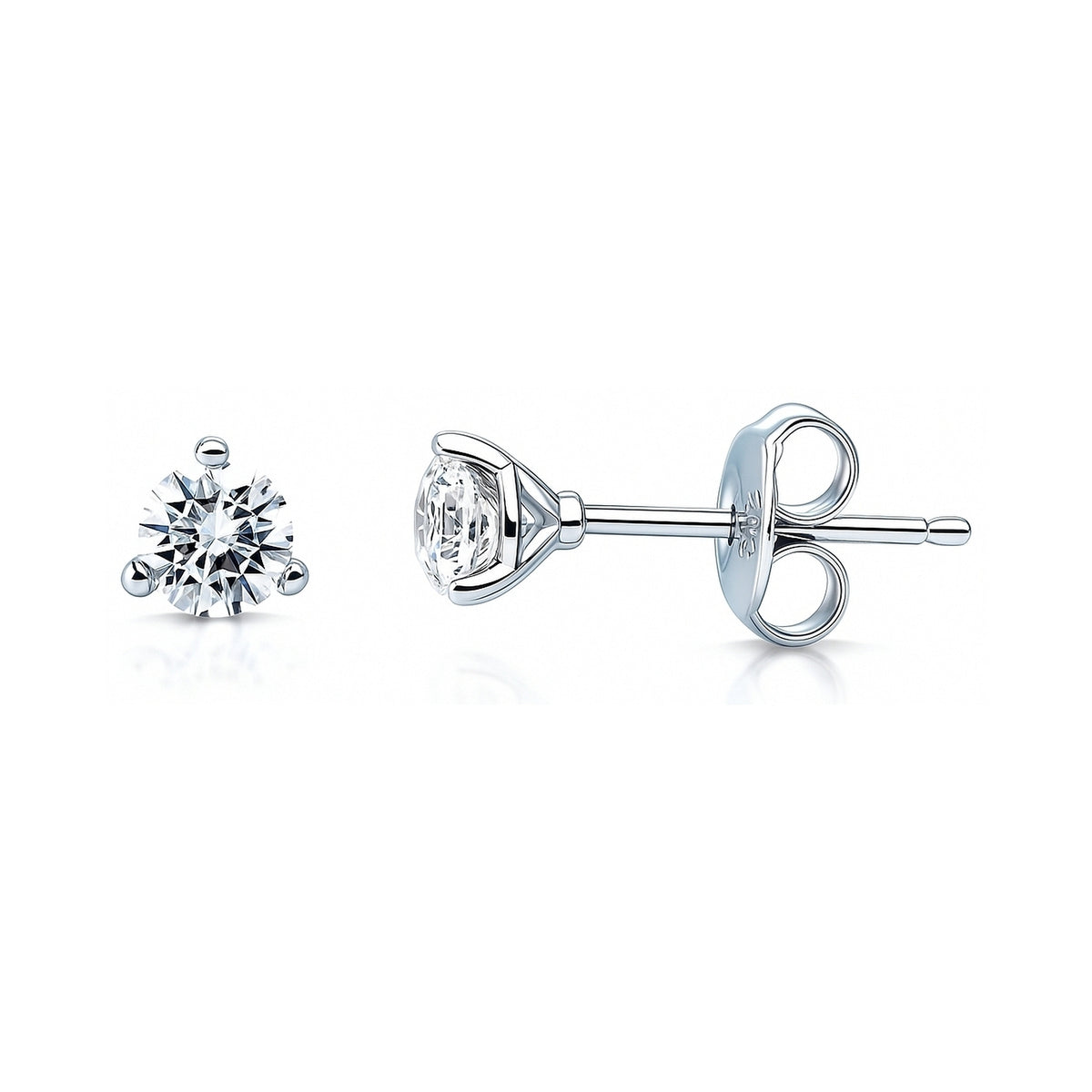 Solitaire Starburst CZ Earrings Set in Sterling Silver, 2 Pairs