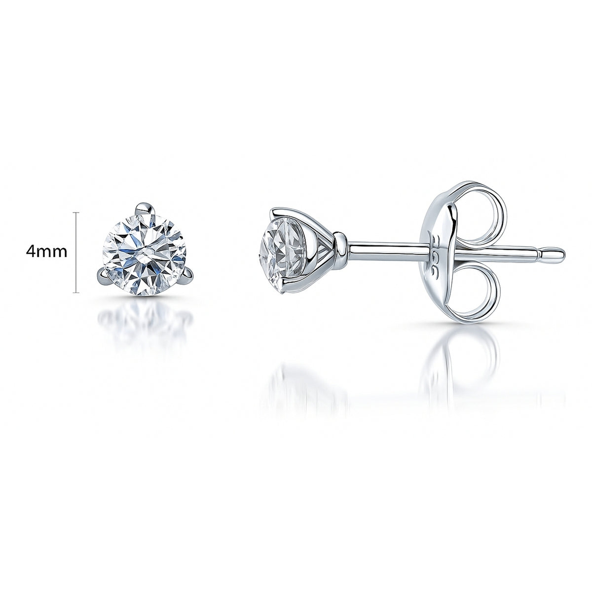 Solitaire Starburst CZ Earrings Set in Sterling Silver, 2 Pairs
