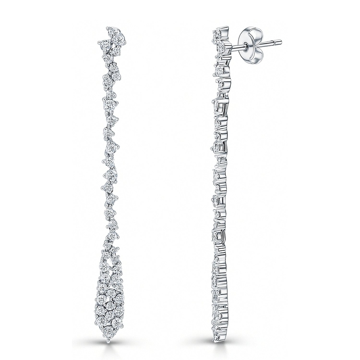 Cluster Teardrop CZ Earrings in Sterling Silver