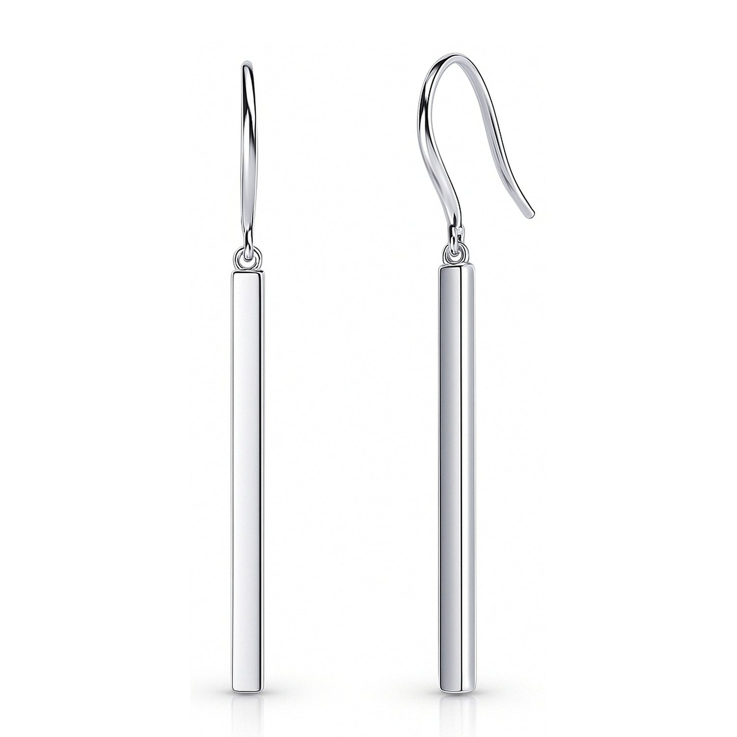 Bar Fish Hook Earrings in Sterling Silver