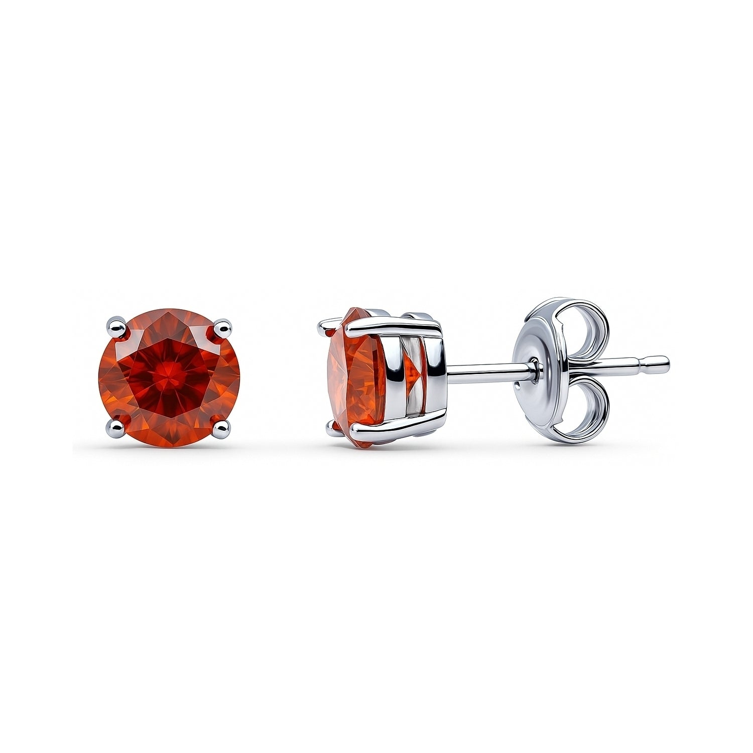 Solitaire 1.6ct CZ Cartilage Stud Earrings in Sterling Silver, Garnet Color