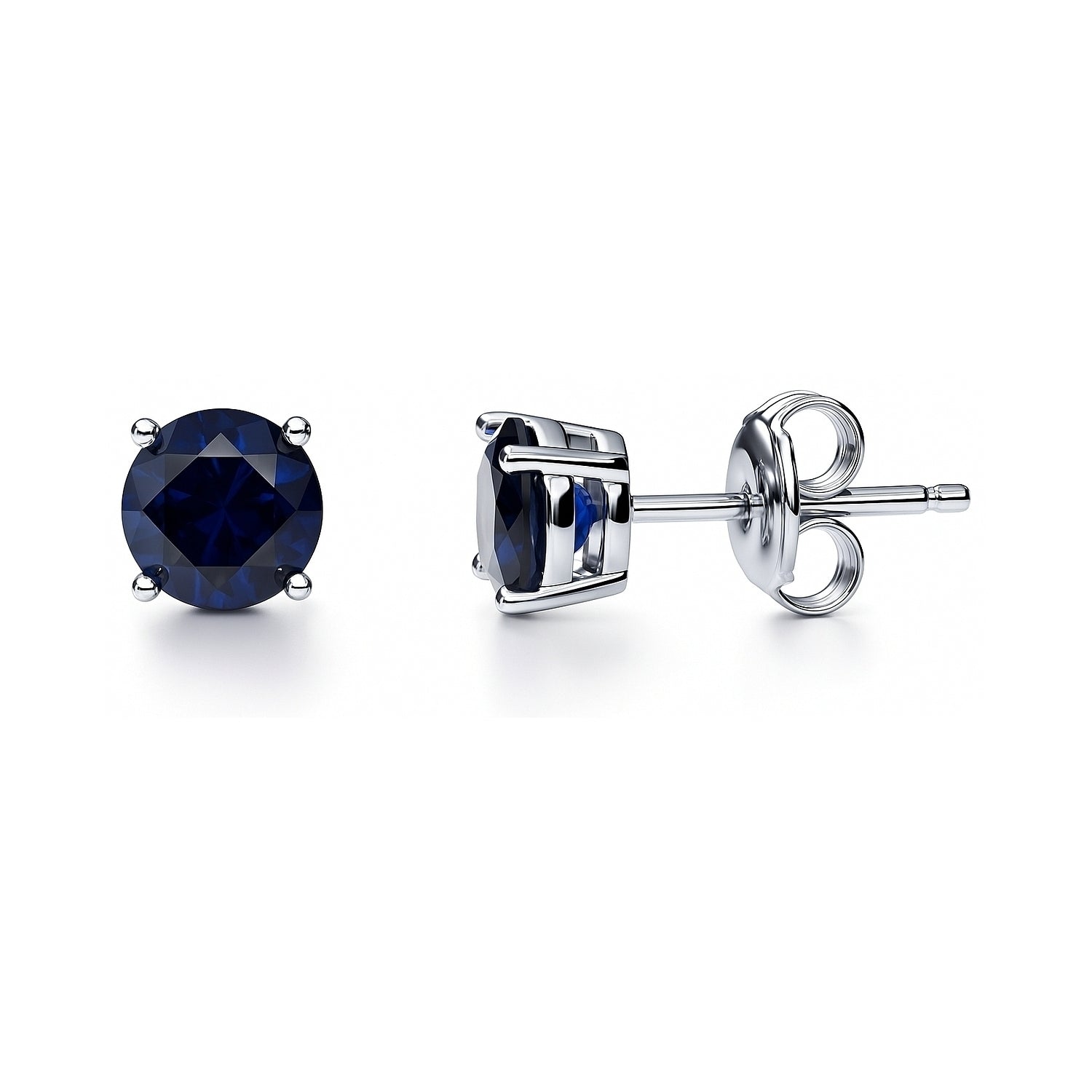 Solitaire 1.6ct CZ Cartilage Stud Earrings in Sterling Silver, Sapphire Color