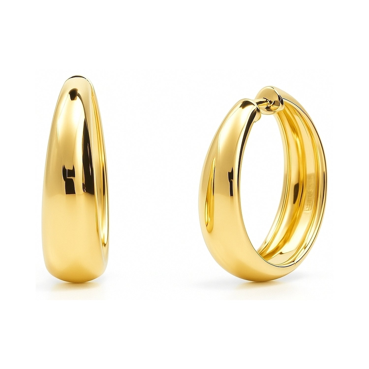 Dome Small Hoop Earrings in Sterling Silver 0.8-1 inch, 2 Pairs, Yellow Gold Flashed