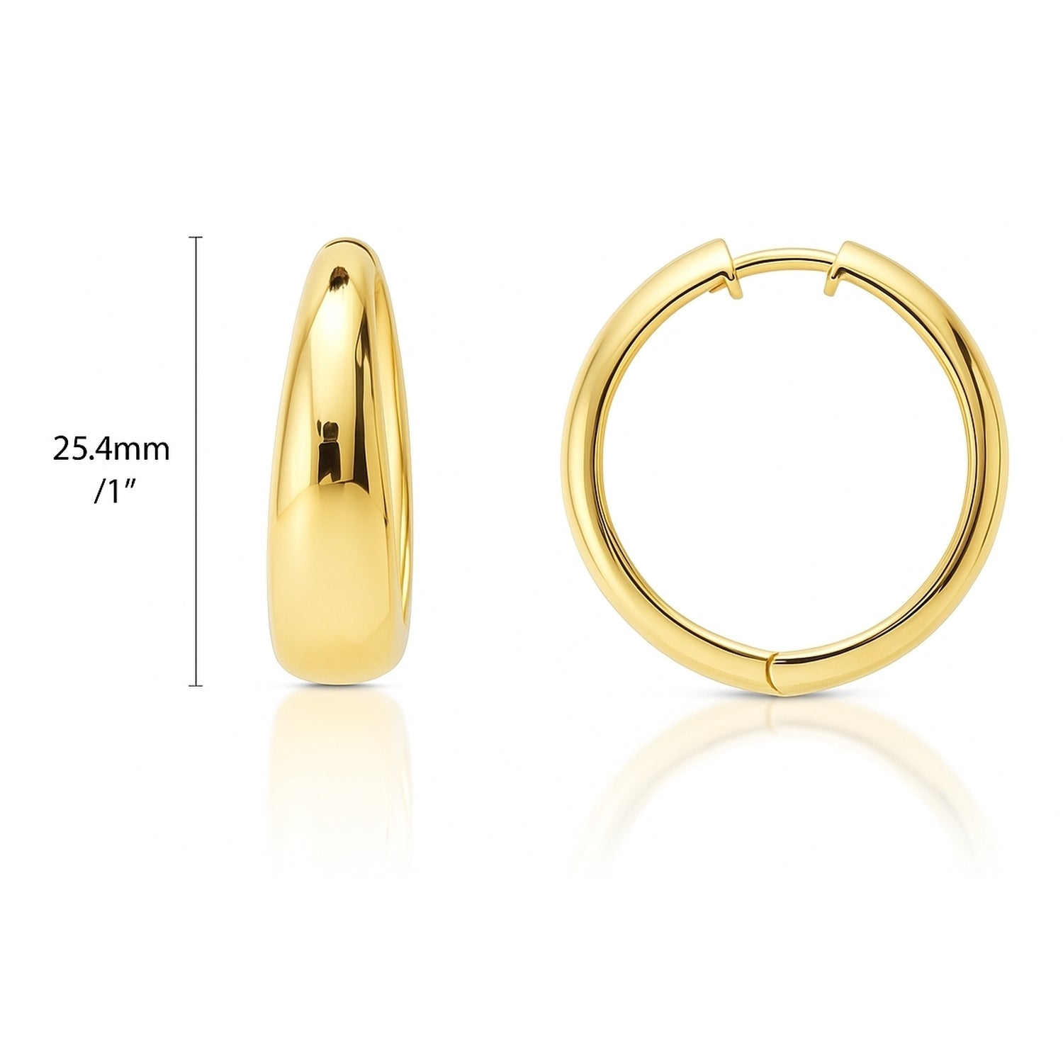 Dome Small Hoop Earrings in Sterling Silver 0.8-1 inch, 2 Pairs, Yellow Gold Flashed