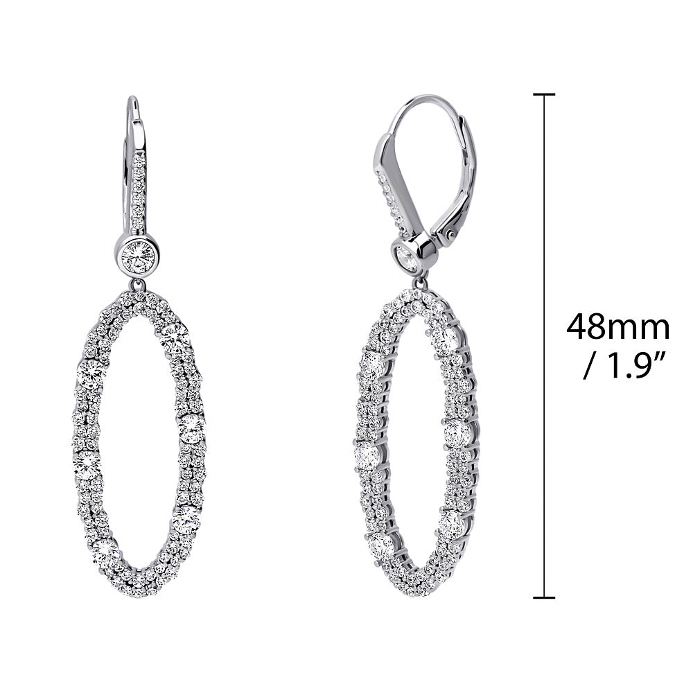 Cluster Open Oval CZ Necklace and Earrings Set in Sterling Silver, front view