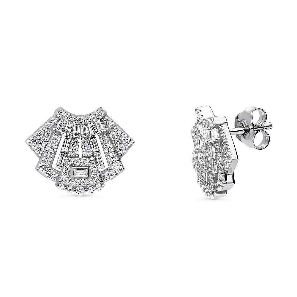 Art Deco CZ Necklace and Earrings in Sterling Silver