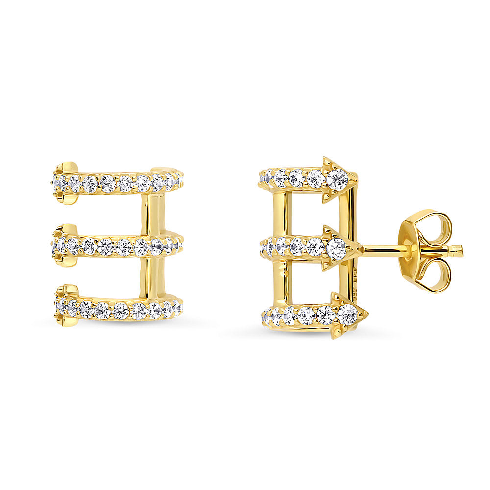 Bar CZ Stud Earrings in Gold Flashed Sterling Silver
