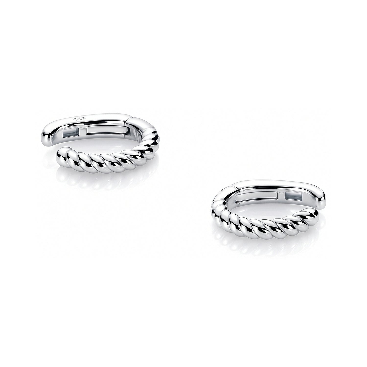 Cable Ear Cuff Cartilage Earrings in Sterling Silver, 2 Pairs