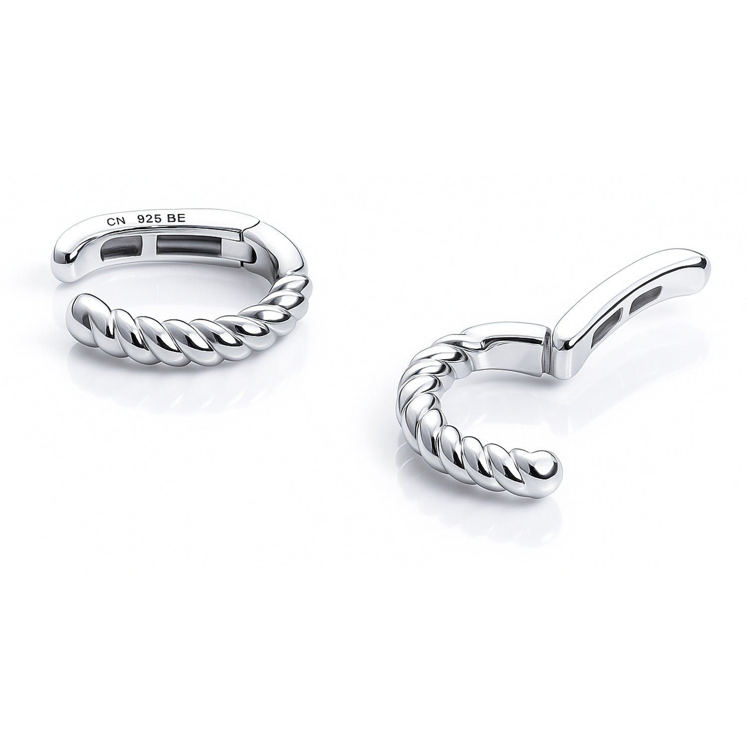 Cable Ear Cuff Cartilage Earrings in Sterling Silver, 2 Pairs