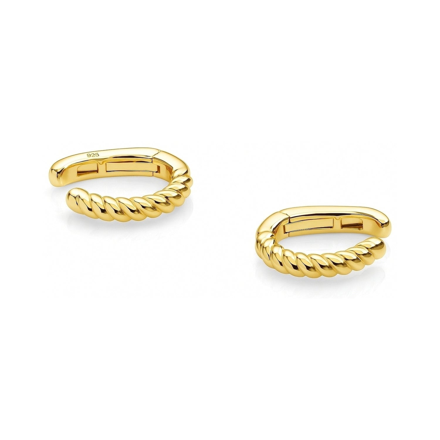 Cable Ear Cuff Cartilage Earrings in Sterling Silver, 2 Pairs