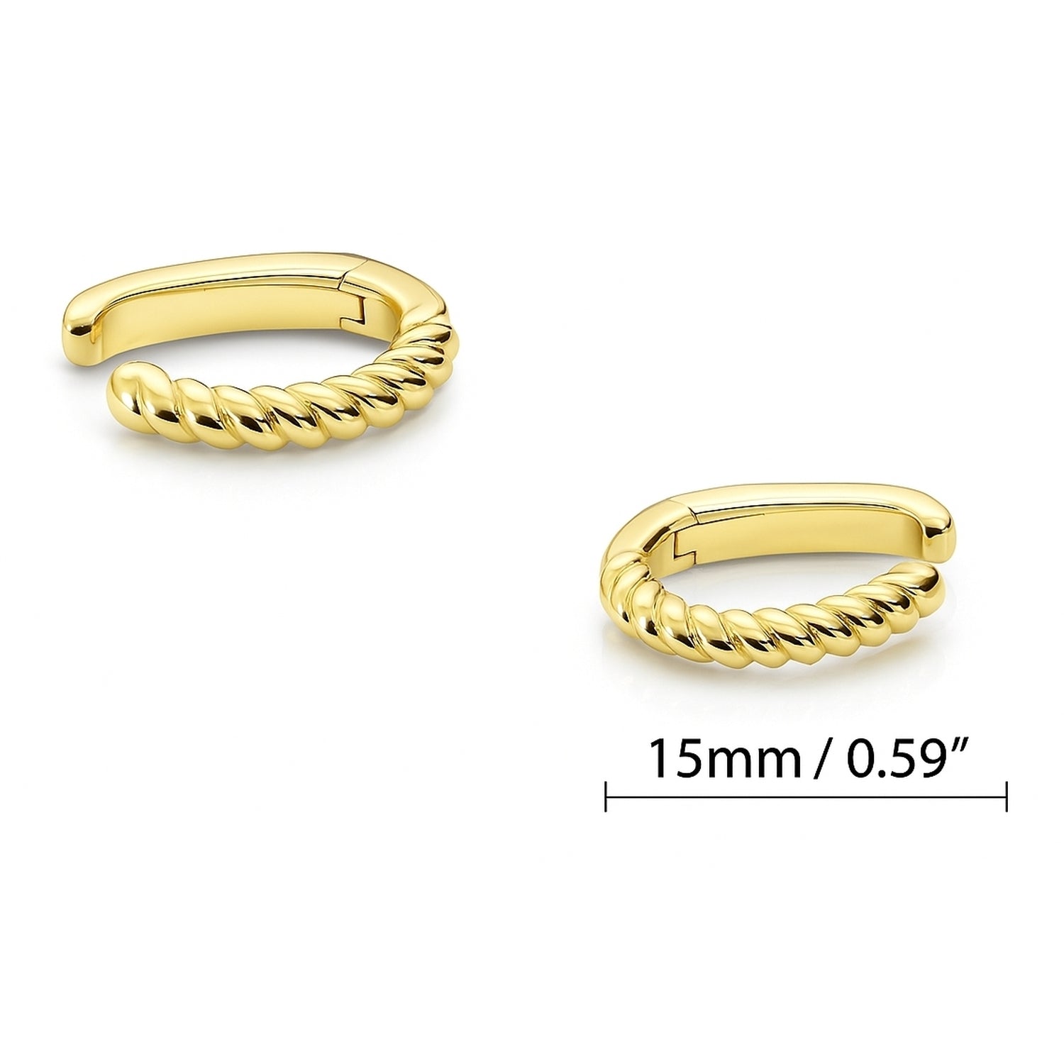 Cable Ear Cuff Cartilage Earrings in Sterling Silver, 2 Pairs
