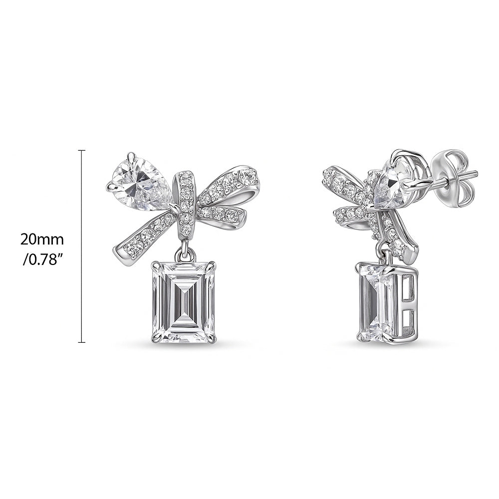 Ribbon Bow Tie CZ Earrings in Sterling Silver