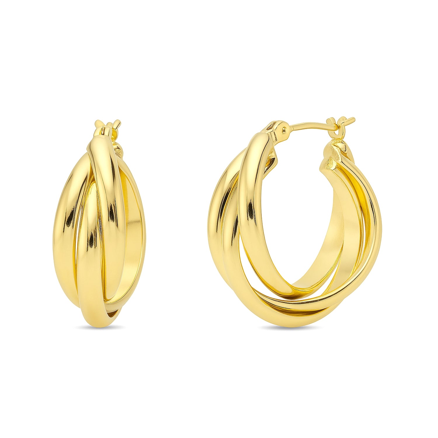 Interlocking Woven Infinity Small Hoop Earrings 1 inch, Gold-tone