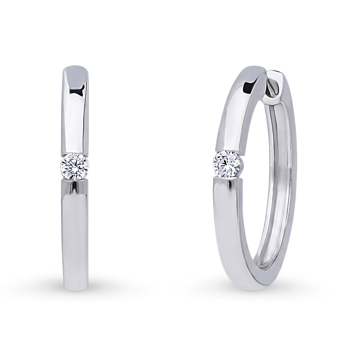 Solitaire CZ Small Hoop Earrings, 0.8 inch