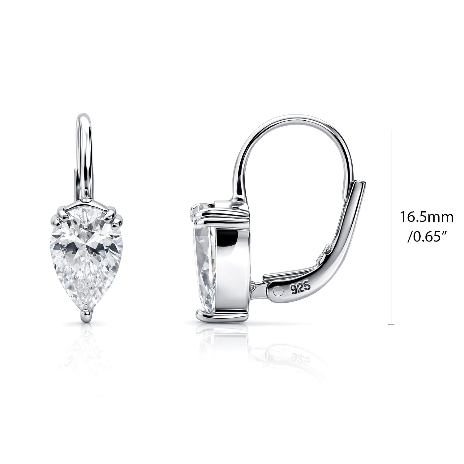 Solitaire CZ Earrings in Gold Flashed Sterling Silver, 2 Pairs