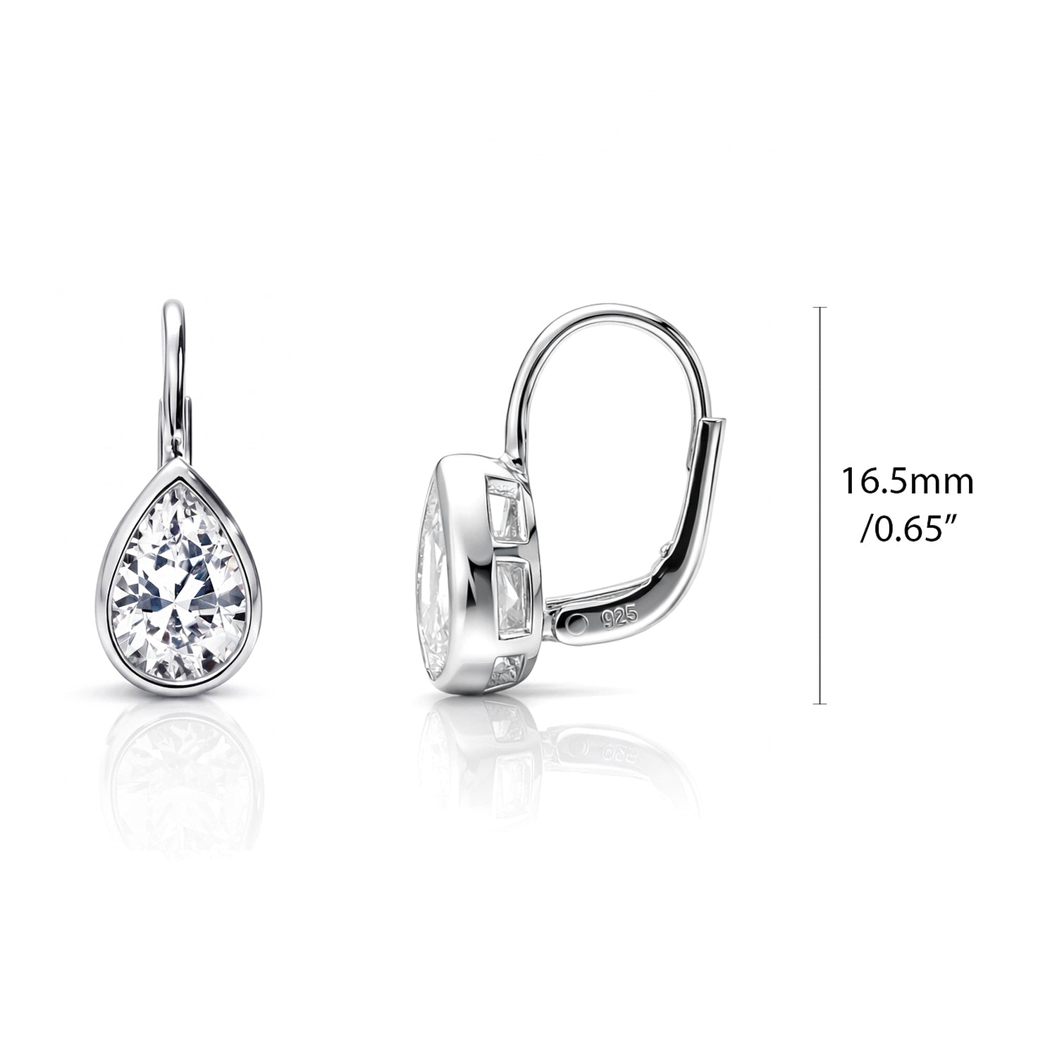 Solitaire CZ Earrings in Gold Flashed Sterling Silver, 2 Pairs