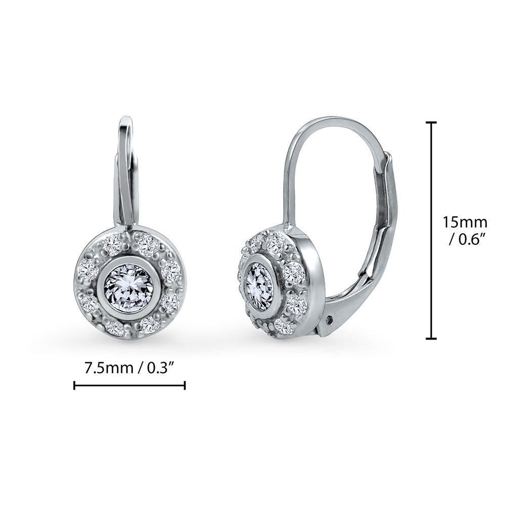 Halo CZ Earrings in Gold Flashed Sterling Silver, 2 Pairs