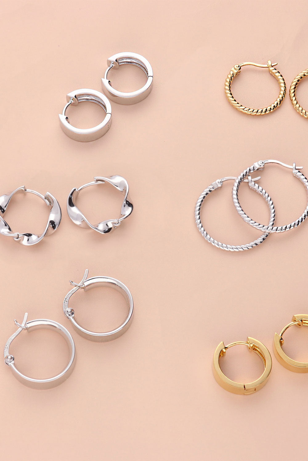 Cable Small Hoop Earrings in Sterling Silver 0.9"