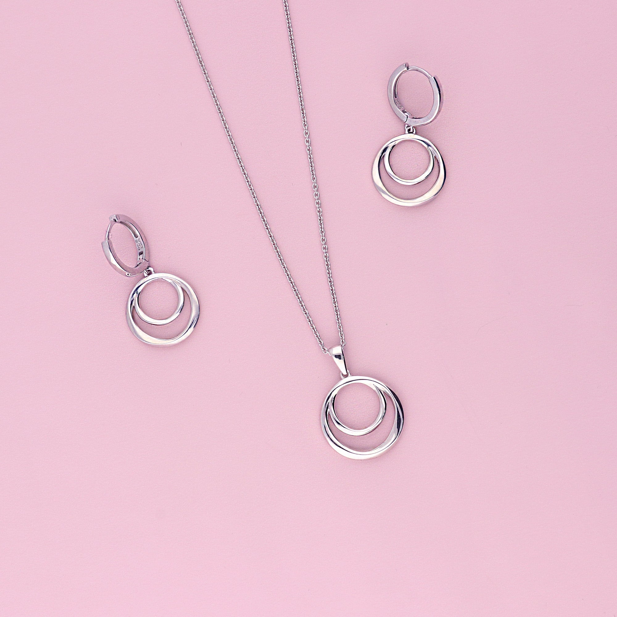 Open Circle Dangle Earrings in Sterling Silver
